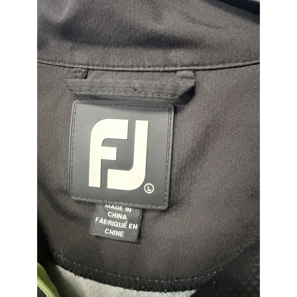 FJ FootJoy Golf Pullover Mens L Short Sleeve 1/4 Zip Windbreaker Black Green